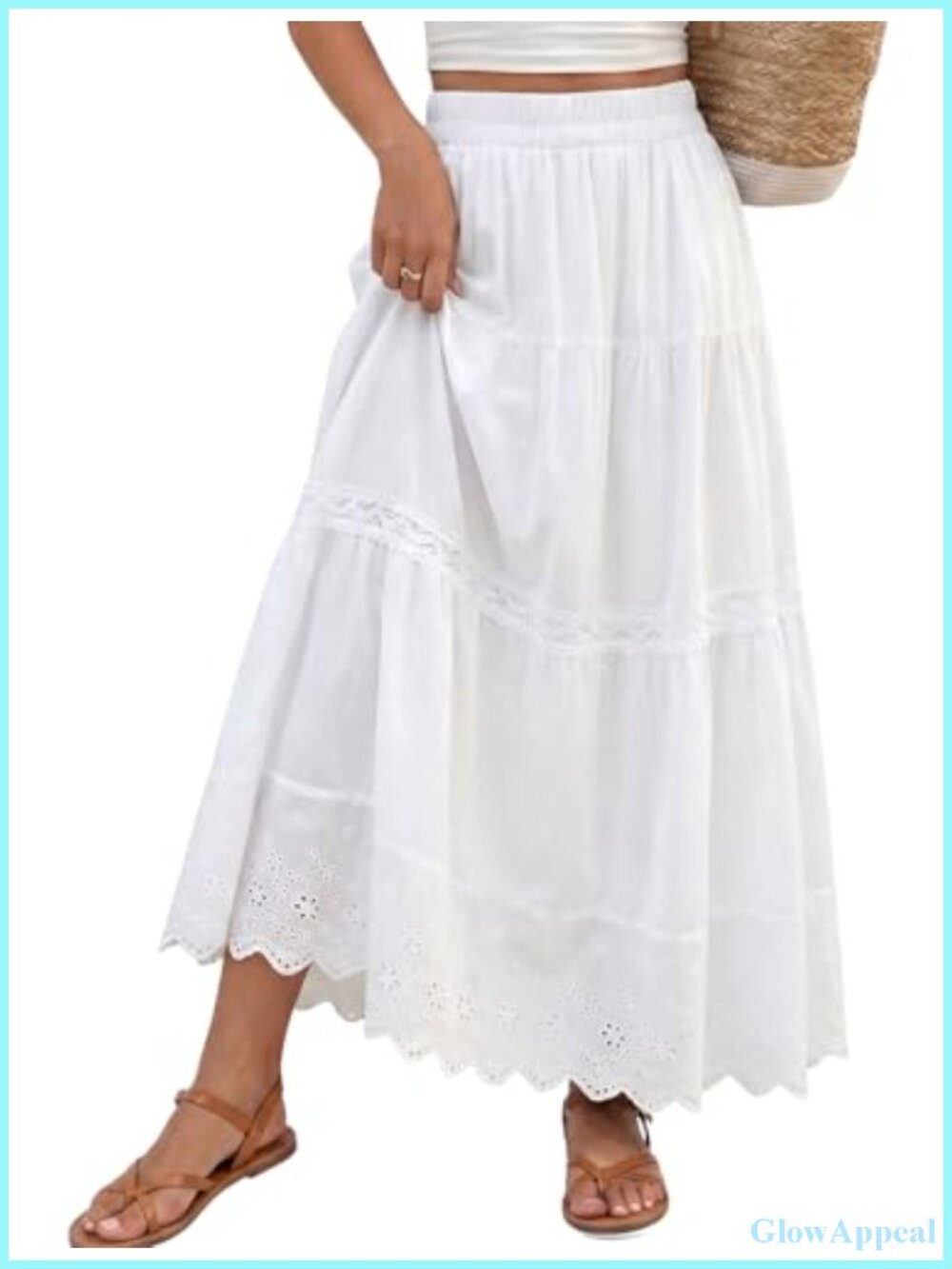 Womens Maxi Skirt Boho Flowy Tiered Elastic High Waisted A Line Long Beach